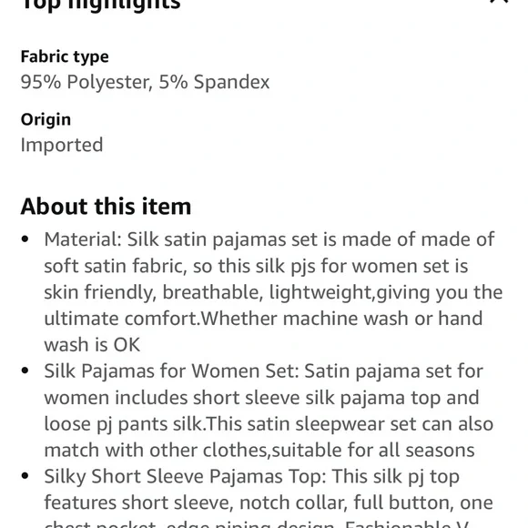 Ekouaer Silk Satin Women's White Pajama Set Size XXL, NWT - Picture 6 of 8